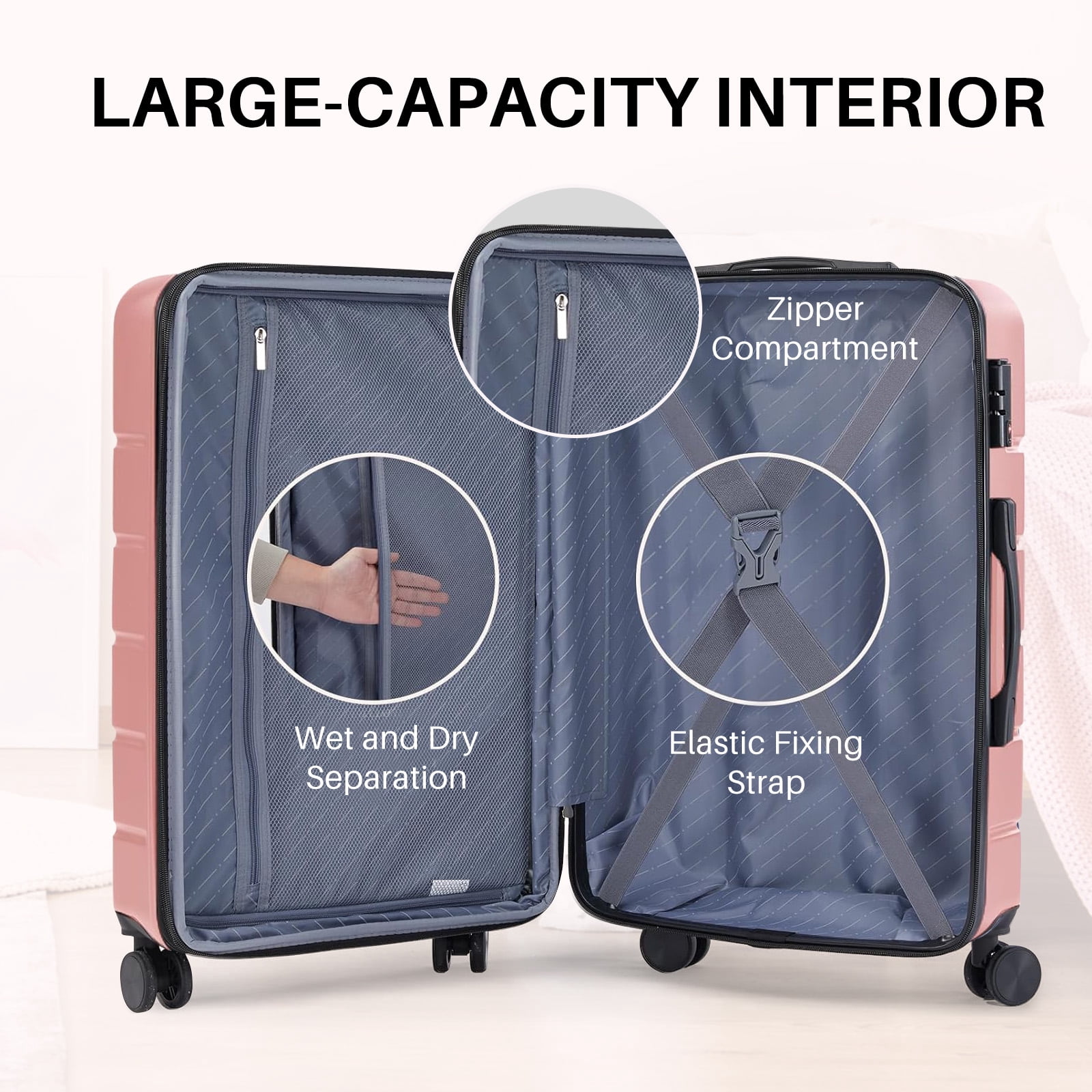 Simenmax 20 Inch Carry-On Luggage, Hard Shell Rolling Suitcase with TSA Lock, Lightweight Luggage with Spinner Wheels, Pink