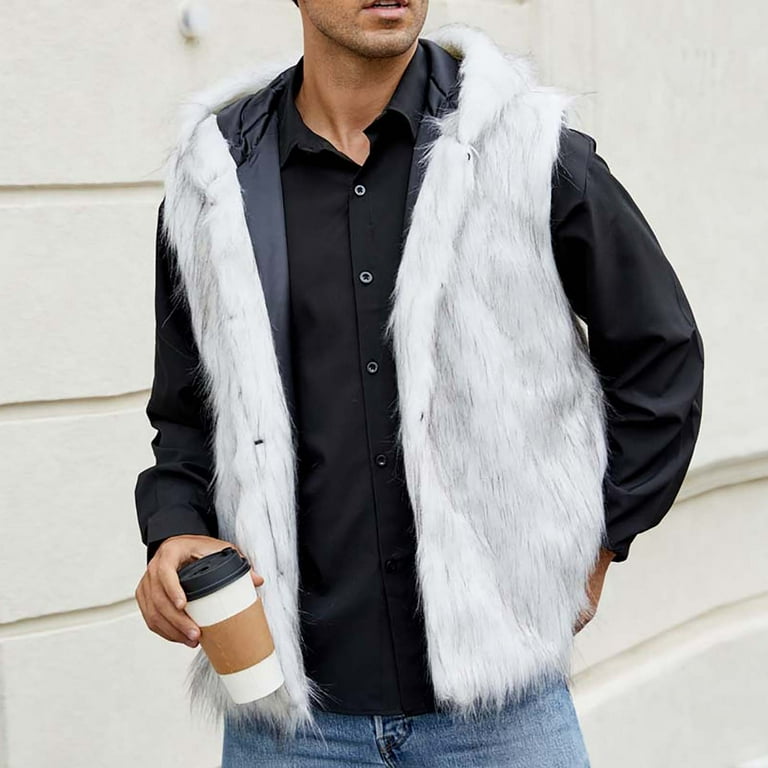 Mens faux fur vest best sale