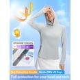 thumbnail image 5 of BALEAF Women's Sun Shirts UPF 50+ Mesh Back Lightweight Breathable Long Sleeve Shirt SPF Hoodie for Fishing Hiking Light Gray XL, 5 of 7