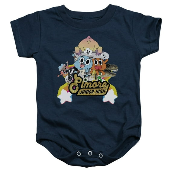 Trevco CN512-SS-2 Amazing World of Gumball & Elmore Junior High Infant Snapsuit, Navy - Medium - 12 Months