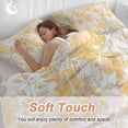 thumbnail image 4 of 3 Piece Yellow Flowers Duvet Cover Set Queen Size, Microfiber Comforter/Quilt Cover with Corner Ties and 2 Pillowcases, Watercolor Summer Botanical Floral All Season Soft Bedding with Zipper Closure, 4 of 8