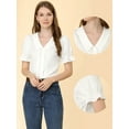thumbnail image 2 of INSPIRE CHIC Blusa Plisada De Manga Corta Con Cuello En V Y Solapa Para Mujer Blanco XS, 2 of 5