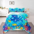 thumbnail image 3 of Erosebridal Cute Octopus Bedding Twin Comforter Set, Cartoon Sealife Down Comforter, Yellow Fish Reversible Comforters & Duvets, Breathable Bedroom Decor, 2 Pieces, 3 of 8