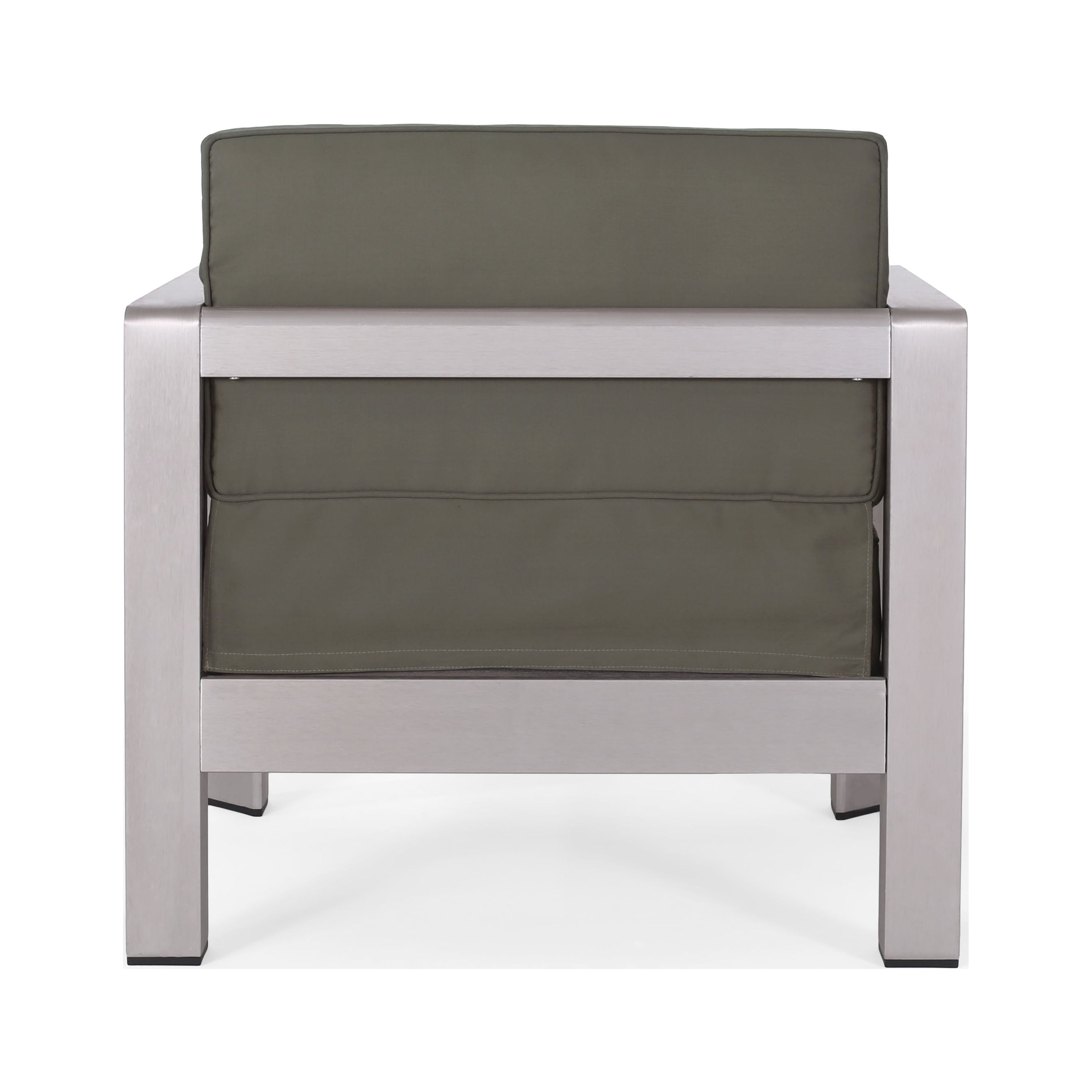 Darius Outdoor Aluminum Club Chairs with Side Table, Sliver, Khaki - image 5 of 10