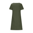 thumbnail image 4 of Arnsht Womens Summer Cotton Linen Dresses Short Sleeve T-Shirt Dress Casual Loose Fit Crewneck Midi Dresses for Women Green XL, 4 of 8