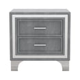 thumbnail image 4 of Atumon Velvet Upholstered Nightstand with 2 Drawers, Wood Bedside Table, Small Sofa Side Table with Metal Handles and Legs, Modern Nightstand Furniture for Bedroom, Fully Assembled, Gray, 4 of 7