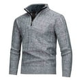 thumbnail image 2 of Men's 1/4 Zip Sweater Pullover Long Sleeve Stand Collar Soft Knitted Tops Regular Fit Casual Golf Sweatshirts (L, Gray), 2 of 4