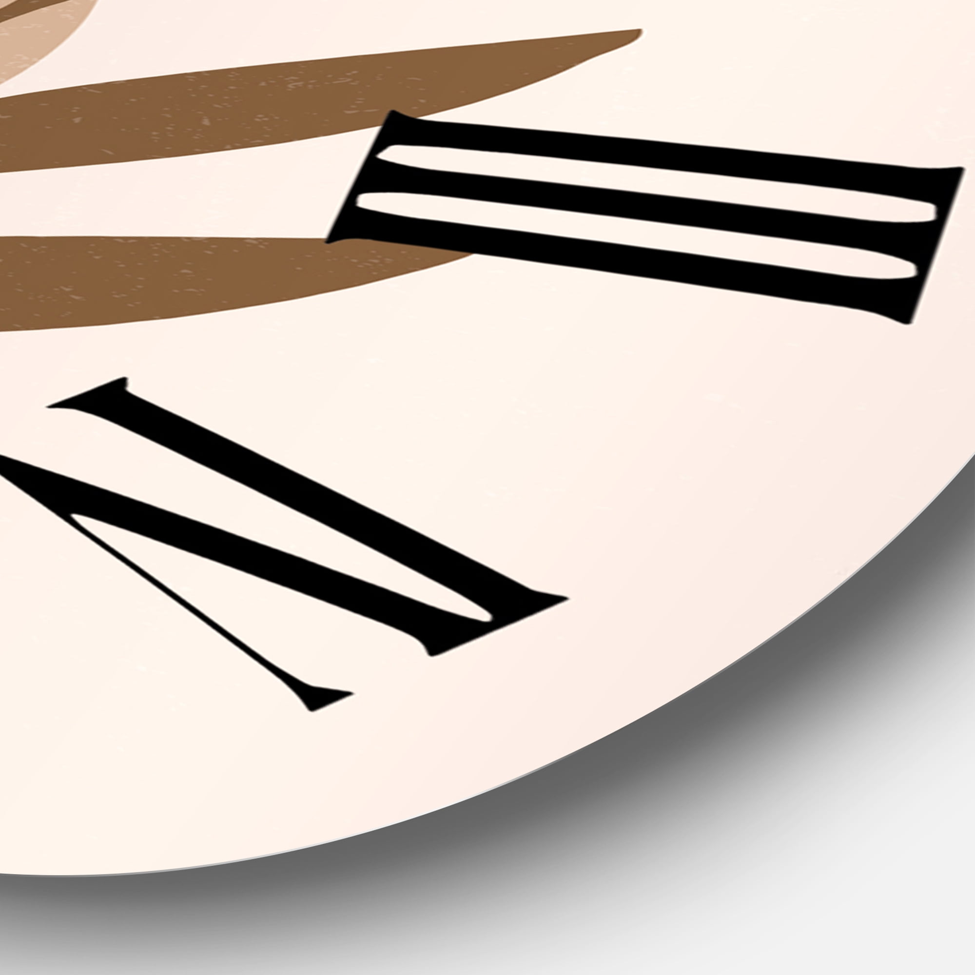 Designart 'Abstract Terracotta Sun & Moon With Tropical Leaf' Modern Wall Clock