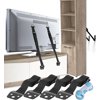 TV Safety Straps 4 Pack+Gift - Metal Furniture Straps for Baby Proofing - TV Straps Safety for Flat Screen - Earthquake Straps for Bookcases - Furniture Anchors Anti Tip Kit