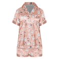 thumbnail image 4 of Pink Womens Halloween Polyester,Spandex Short Sleeve Pjs Two Piece Sleepwear Casual Lounge Sets With Pockets S, 4 of 4