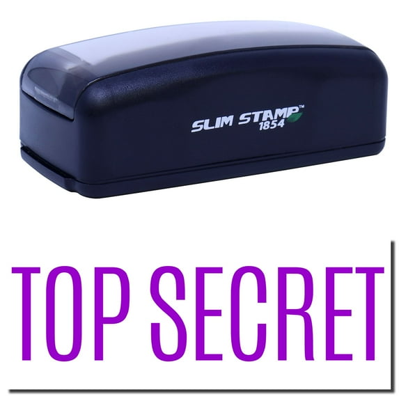 Large Pre-Inked Top Secret Stamp, Slim 1854, Ultra Slim Design, Impression Size 1-13/16" by 2-1/2", Up to 25,000 Impressions - Purple Ink