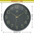 thumbnail image 7 of Infinity Instruments Stencil Plastic 14" Indoor Wall Clock with Arabic Numbers on Clocks Face, Silent Movement, Dark Grey, 7 of 7