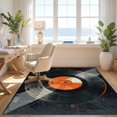 thumbnail image 3 of Design&I 8'x10' Washable Area Rug Snag-Free Vinyl Record Retro Spinning Disc With Concentric Groove Rings for Dining Room, Large Office, Lounge, 3 of 7
