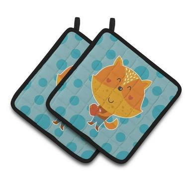 Caroline's Treasures Polkadot Squirrel Pair of Pot Holders