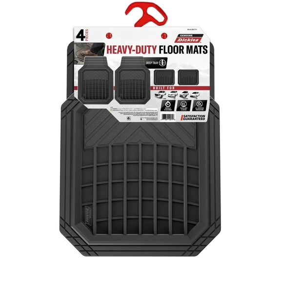 Genuine Dickies 4-Piece Deep Tray Rubber Floor Mat Set Black, 80101WDI