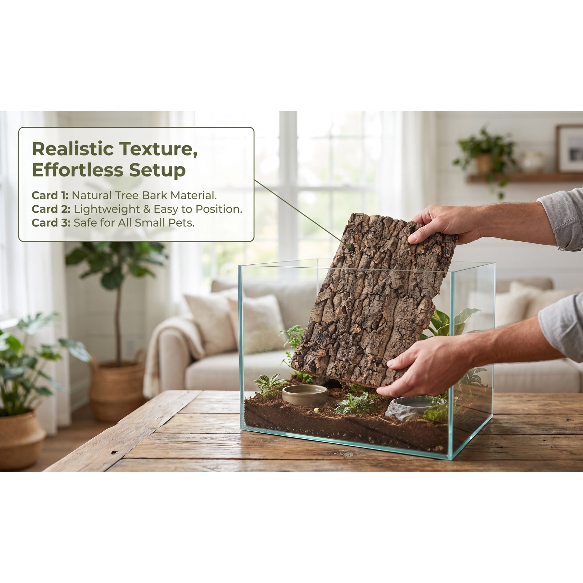 EXHUMKY 4pcs Reptile Tank Bark Background Terrarium Decor Natural Wood Bark