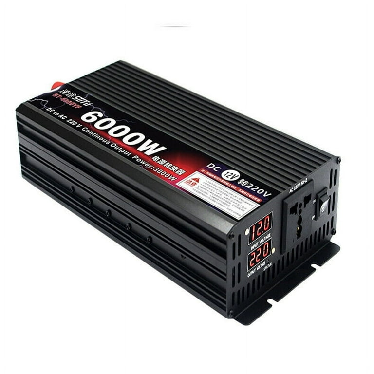 Power Inverter 6000W 6000 Watt Modified Sine Wave 24V DC to 220V AC Car RV  With LCD & Cables, Ideal For Travel 