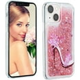 thumbnail image 3 of Case for iPhone 13 Mini, iPhone 13 Mini Case Cute Pink Glitter Luxury Sparkle Liquid for Girls Women Quicksand Clear Soft TPU Protective Phone Case for iPhone 13 Mini Pink High Heel, 3 of 10
