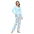 thumbnail image 4 of Casual Nights Women's Jersey Knit Long-Sleeve Top and Mircro Fleece Bottom Pajama Set - #1 Light Blue Holiday Cat, 4 of 4