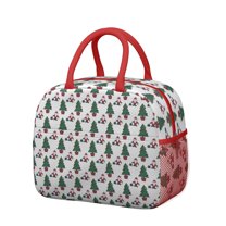 Womens White Christmas Santa and Tree Pattern Lunch Box for Work,Insulated Lunch Bag for Women,Loncheras Para Mujer,Leakproof Adult Lunch Bag for Work,Beach,Travel,Picnic,Camping