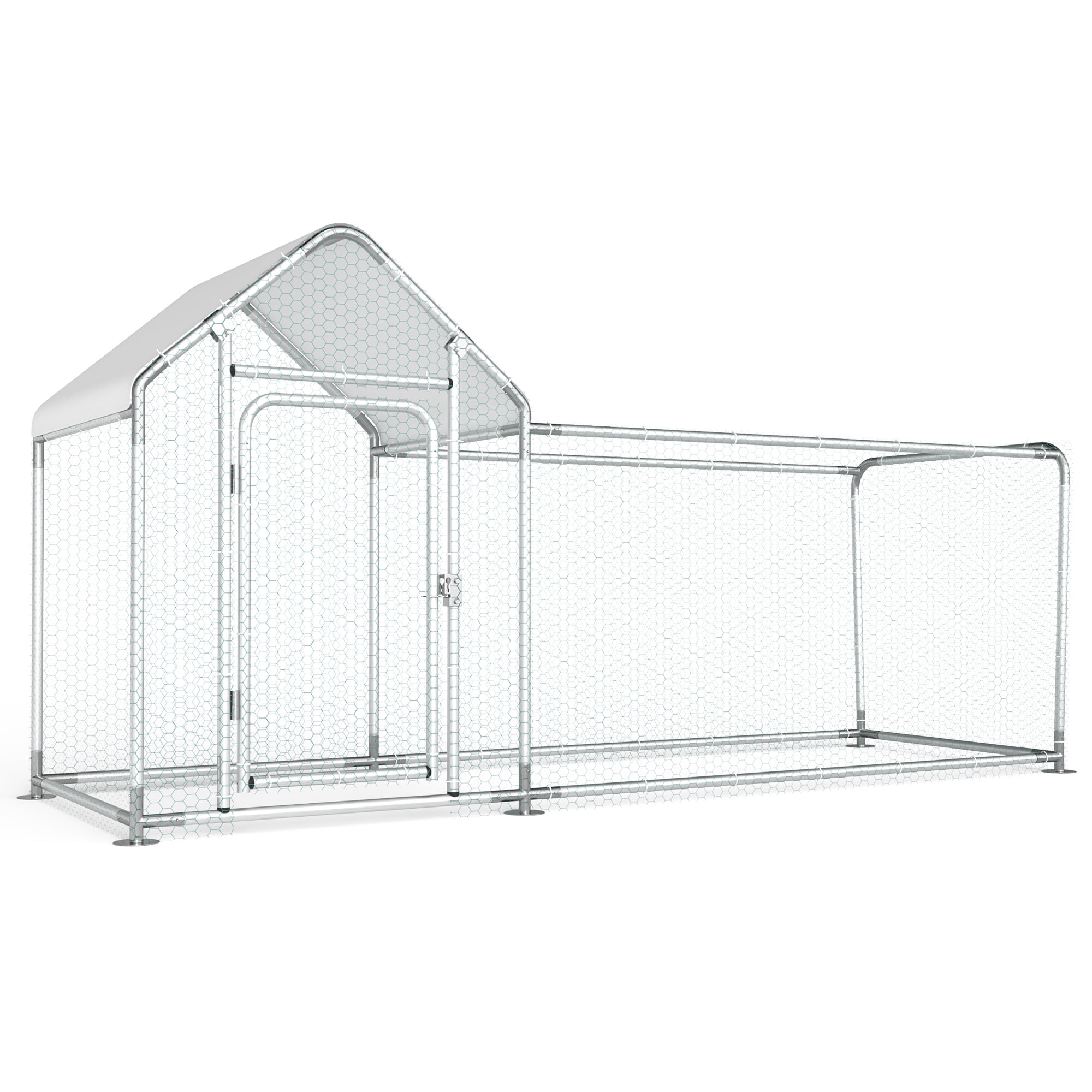 Metal Chicken Run Chicken Coop with Lockable Door Spire