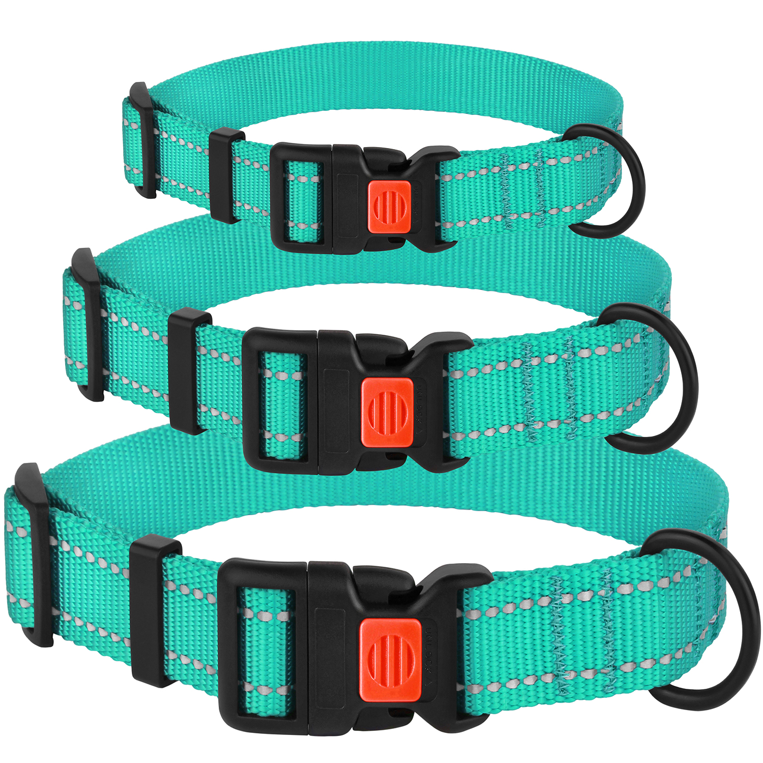 CollarDirect Reflective Dog Collar Safety Nylon Collars for Medium Dogs with Buckle, Mint Green - image 2 of 7