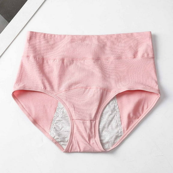 YWDJ Period Underwear for Women Briefs Cotton Breathable Lightweight High Waist No Show Sexy Fashionable Classic High Waisted Breathable and Seductive Solid Color Underwear Pink 2XL