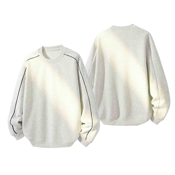 pstuiky camisas de manga larga para hombre, Sudadera con capucha de color liso para hombre, holgada, informal, con mangas largas y cuello redondo, con diseño de patchwork xl