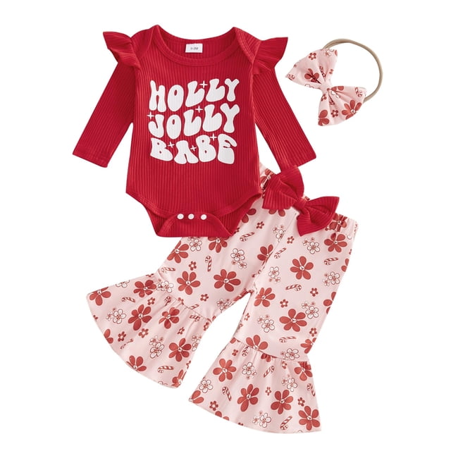 Conjunto de mamelucos navideños Kuriozud para bebés y niñas de 3 a 6 m