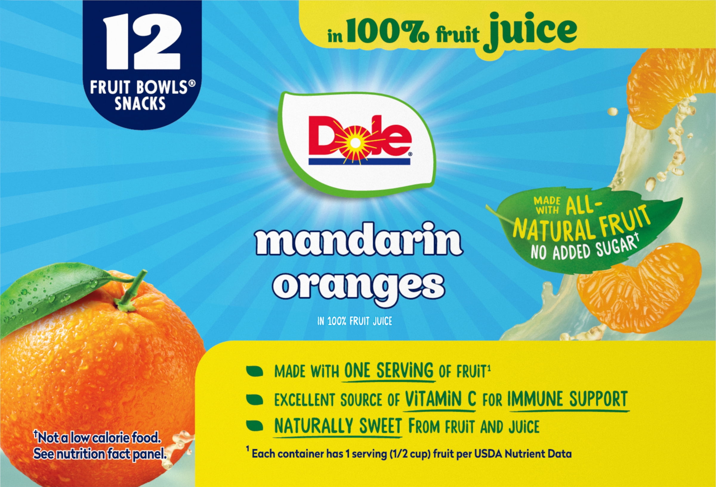 (3 pack) Dole Fruit Bowls Mandarin Oranges in 100% Fruit Juice, 4 oz Cups (12 Pack)