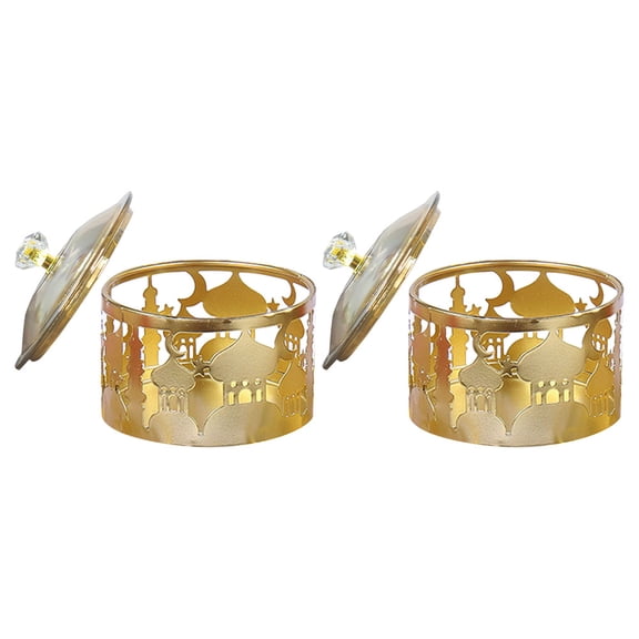 HONMEET 2Pcs Golden Square Hollow Candy Box for Weddings and Celebrations Plastic Home Decor