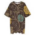 thumbnail image 3 of Floral Rug Brown Yellow Blue Sleepshirts For Sleeping Travels Loose Sleepdress Pajama Dress Soft Nightdress Sleepwear, 3 of 7