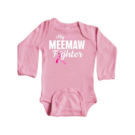 

Inktastic Breast Cancer Awareness My Meemaw is a Fighter Gift Baby Boy or Baby Girl Long Sleeve Bodysuit