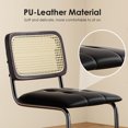 thumbnail image 3 of Wooden Dining Chairs, Counter Height Bar Stools Set of 2, Upholstered PU Leather Barstools with Rattan Back, 26 inch Stools Armless Bar Chairs for Kitchen Island, Black, Black Dining Chairs, 3 of 10