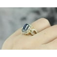 thumbnail image 4 of 2.00CT Emerald Cut Lab Created Blue Sapphire Halo Engagement Ring 14K Yellow Gold Plated 925 Silver, 4 of 4