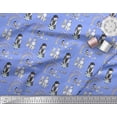 thumbnail image 2 of Soimoi Blue Silk Fabric Dog,Tree & Kids Human Figure Decor Fabric Printed Yard 42 Inch Wide, 2 of 3