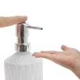 thumbnail image 3 of Unique Bargains 1 Pc Round Bottom Bamboo Grain Soap Dispenser 13.53oz White Silver Tone, 3 of 6