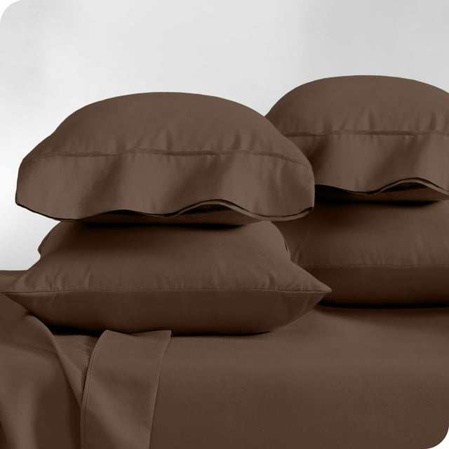 Bare Home Ensemble de Taies d'Oreiller - Premium 1800 Collection - Double Brossage - Ultra Doux - Format King, Cacao, Lot de 4