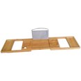 thumbnail image 1 of Generic Adjustable Bamboo Bathtub Caddy with Non-Slip Silicone Pads, Extendable Tray for Books, Tablets, and Wine, Fits 75-95cm Tubs, Includes Foldable Non-Woven Stand, 1 of 7