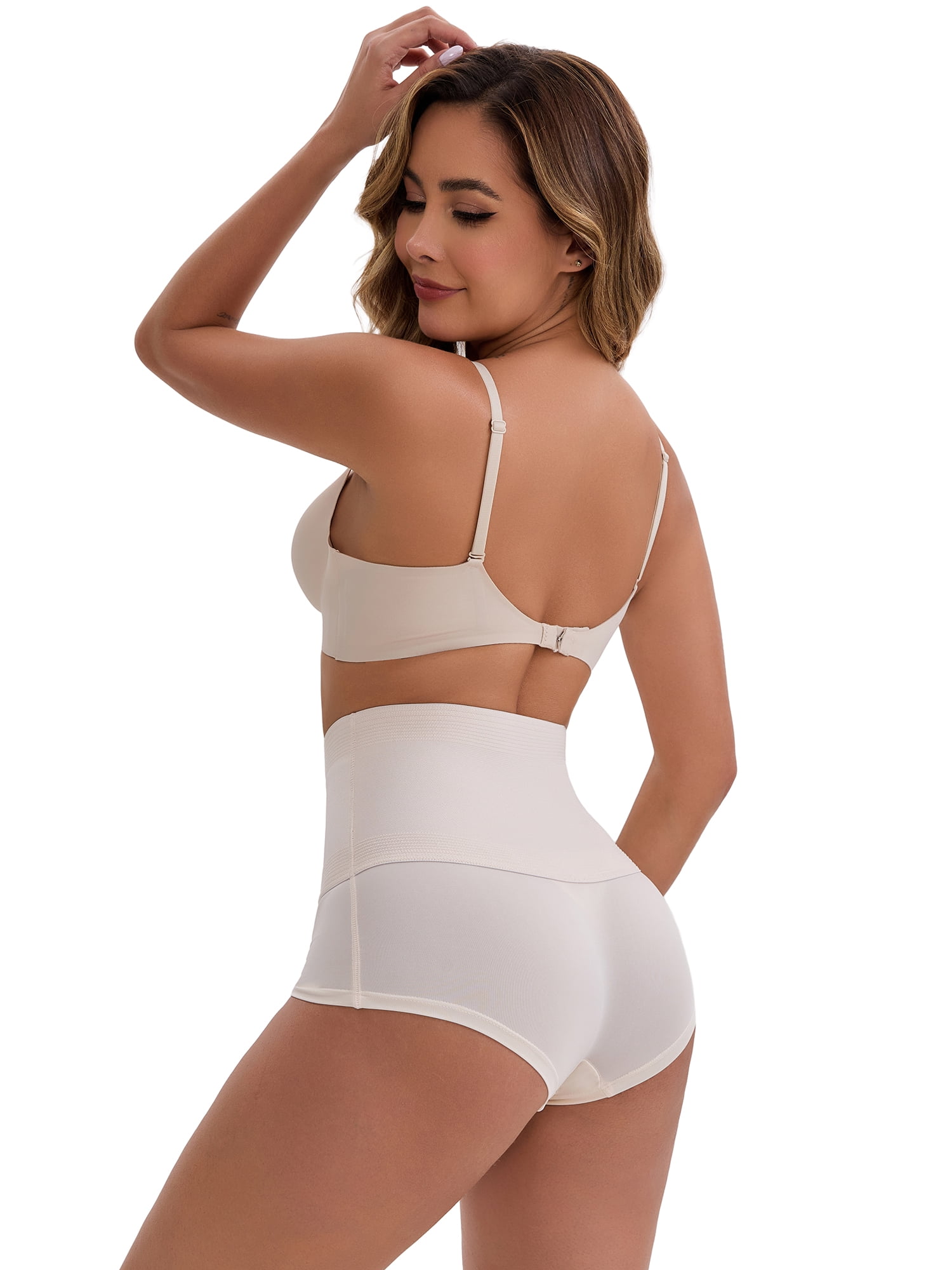 DARING DIVA Women's High-Waisted Shaper Knickers Tummy Control Half-Hip Shorts XXL White