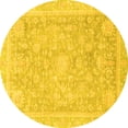 thumbnail image 1 of Ahgly Company Machine Washable Indoor Round Oriental Yellow Traditional Area Rugs, 7' Round, 1 of 4