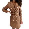 thumbnail image 1 of WEIYLL Womens Fleece Jackets Double Long Sleeve Belt Dress Solid Color Mid Length Khaki Fall Tops Size S, 1 of 5