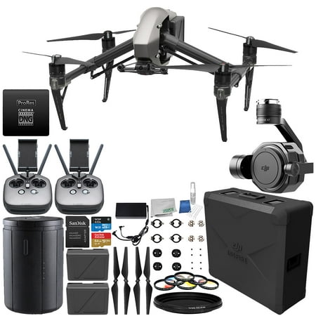 DJI Inspire 2 Quadcopter (CinemaDNG and Apple ProRes Licenses Included) with Zenmuse X7 Camera and 3-Axis Gimbal & Extra Remote Controller Transmitter