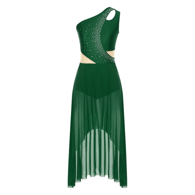 RUNQHUI Robe Longue de Danse Lyrique pour Femmes Robes Modernes Contemporaines Danse Vêtements de Danse Vert TTG