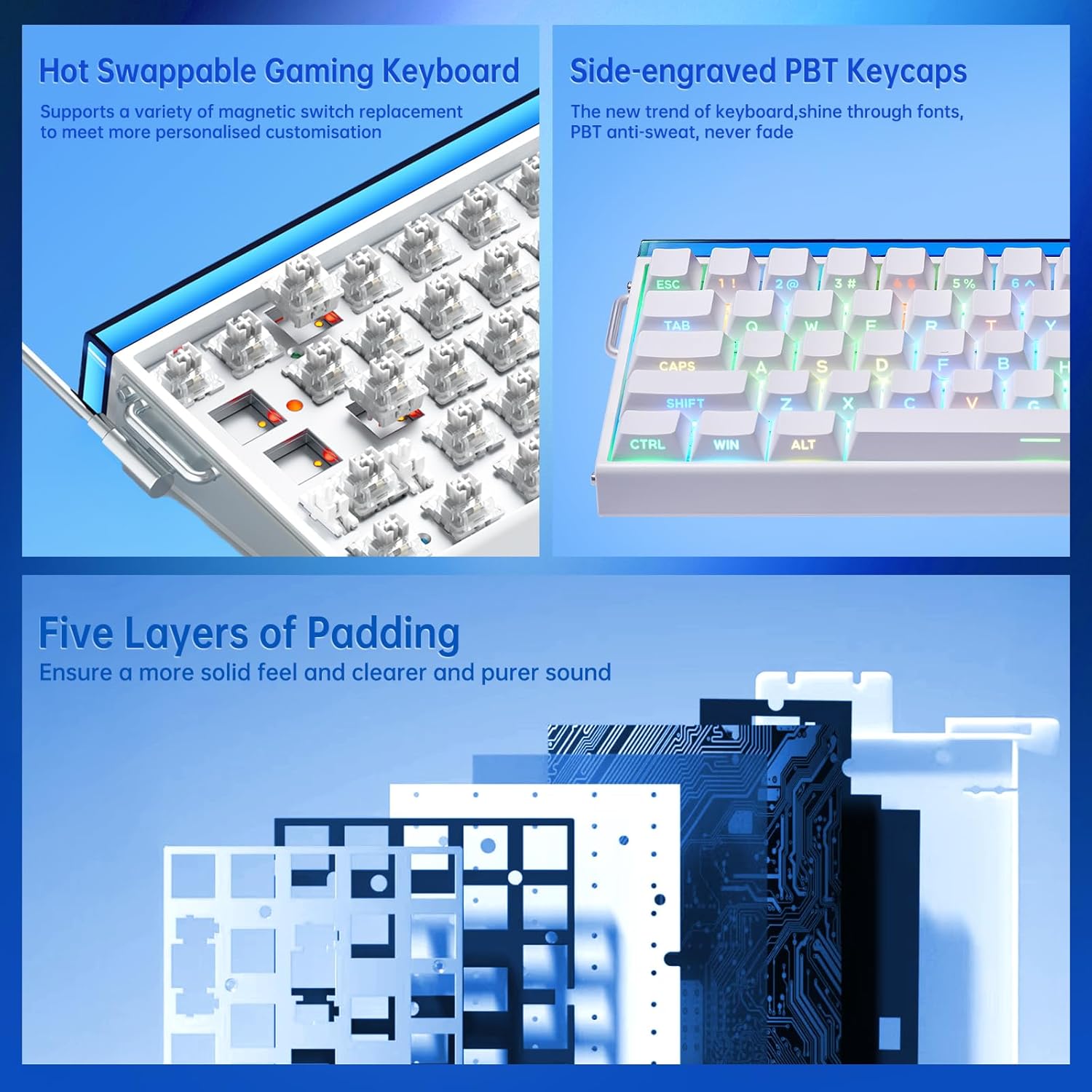 AULA Hero68 HE 60-Key Wired Hall Effect Gaming Keyboard, Magnetic Switch, RGB, Rapid Trigger and Response, Adjustable Actuation