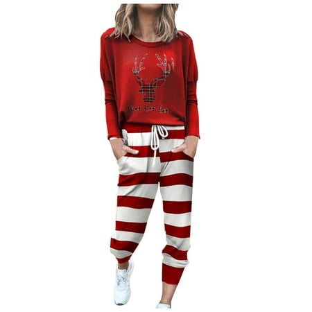 

Relaxed and Comfortable Winter Parent-Children Clothing Cotton Clothing Parent-child Attire Christmas Suits Patchwork Plaid Printed Homewear Round Neck Long Sleeve Pajamas Two-piece Mom Sets