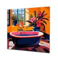 thumbnail image 2 of Designart "Orange and Pink Bathroom Floral Serenity I In Pink" Bathroom Metal Wall Art Pink Modern Office Room Wall Art, 2 of 6