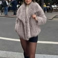 thumbnail image 6 of FNFHFY Womens Faux Fur Coat Lapel Open Front Shaggy Jacket Solid Long Sleeve Plush Jackets Soft Fluffy Faux Fur Coats, 6 of 6