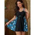 thumbnail image 2 of JYLFC Womens Plus Size Swimwear Summer Tankini Bathing Top with Shorts, Blue Flower XL, 2 of 6