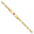thumbnail image 2 of 14k Yellow Gold Bracelet Medical Figaro Women's 10.5 mm 7 in Red Enamel Flat Link ID, 2 of 5